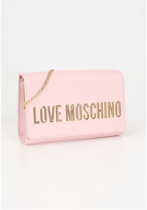 Borsa a tracolla rosa da donna con logo metallico LOVE MOSCHINO | JC4103PP1LKD0600